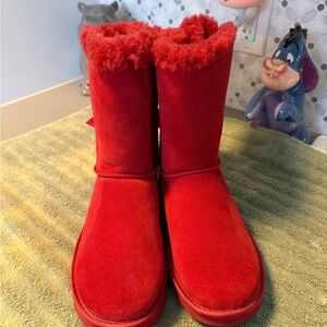 Red Suede Fur-Lined Boots UGGS